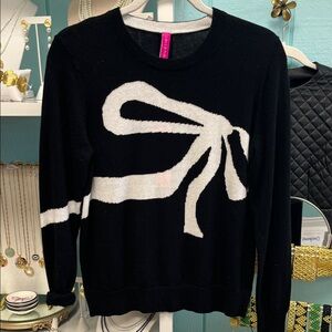 Elegant Black and White Bow Sweater